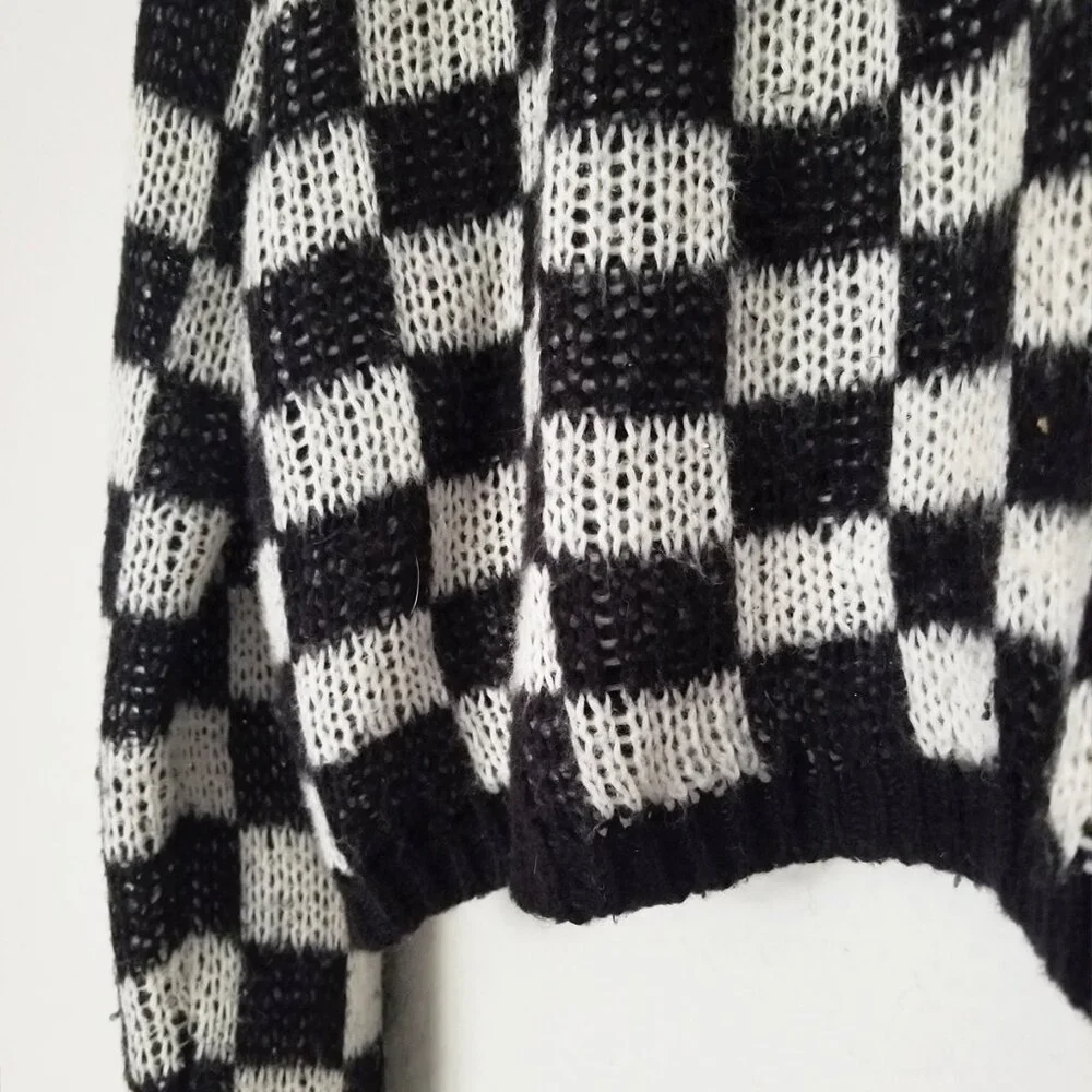 A.L.C. Remington Black White Check Plaid Checkerboard Sweater M Black White $295 - Picture 13 of 16